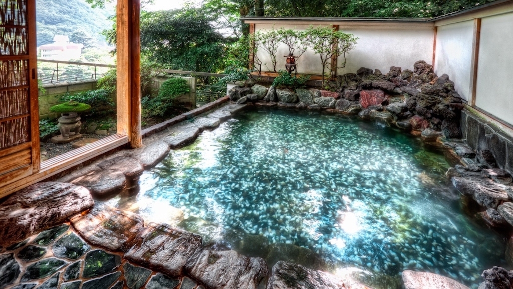 A natural hot spring (onsen) in Japan.