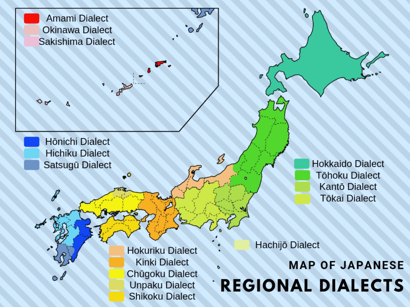 Япония сколько времени. Окинавский диалект Японии. Диалекты японского языка. Карта диалектов Японии. Карта Японии на японском языке.